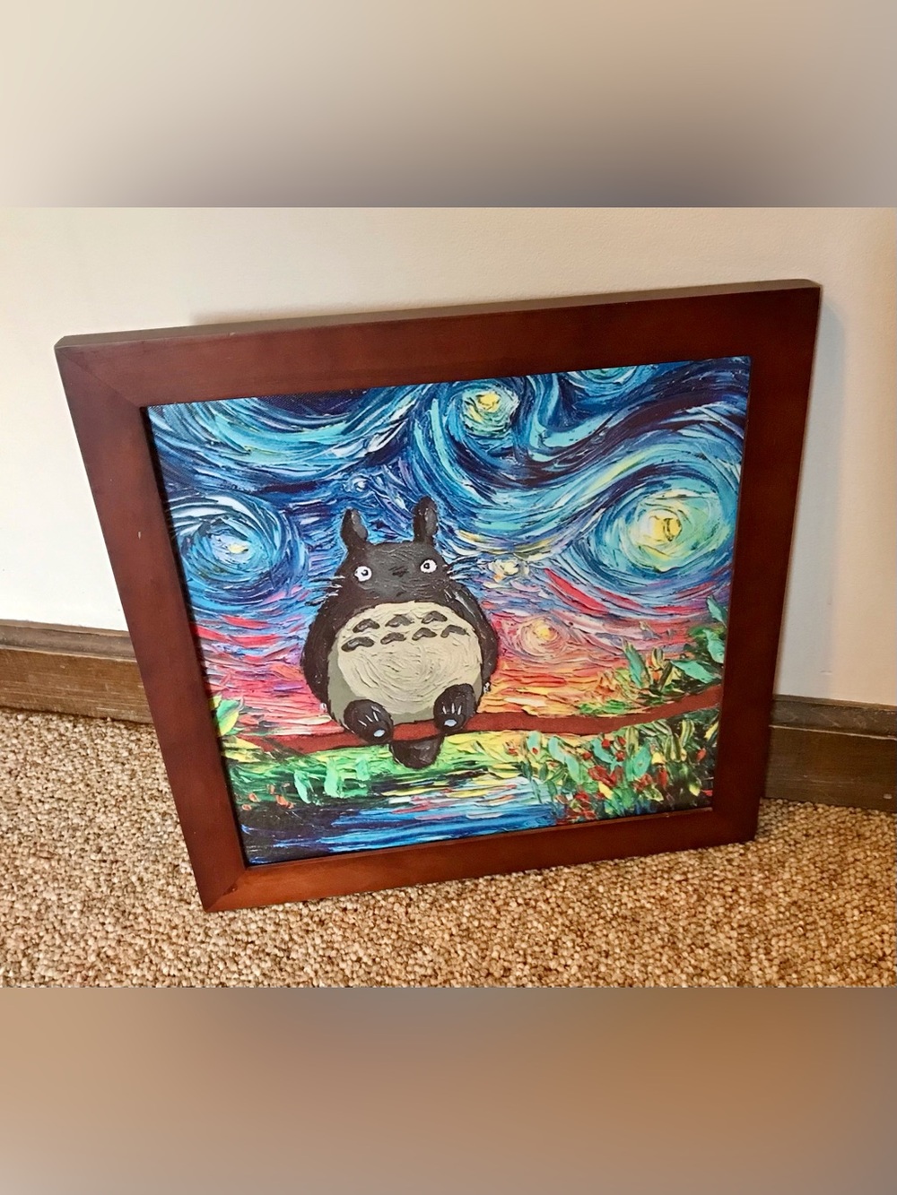 Framed Canvas Print My Neighbor Totoro Starry Night Artwork Framed By Us - Picture 3 of 10